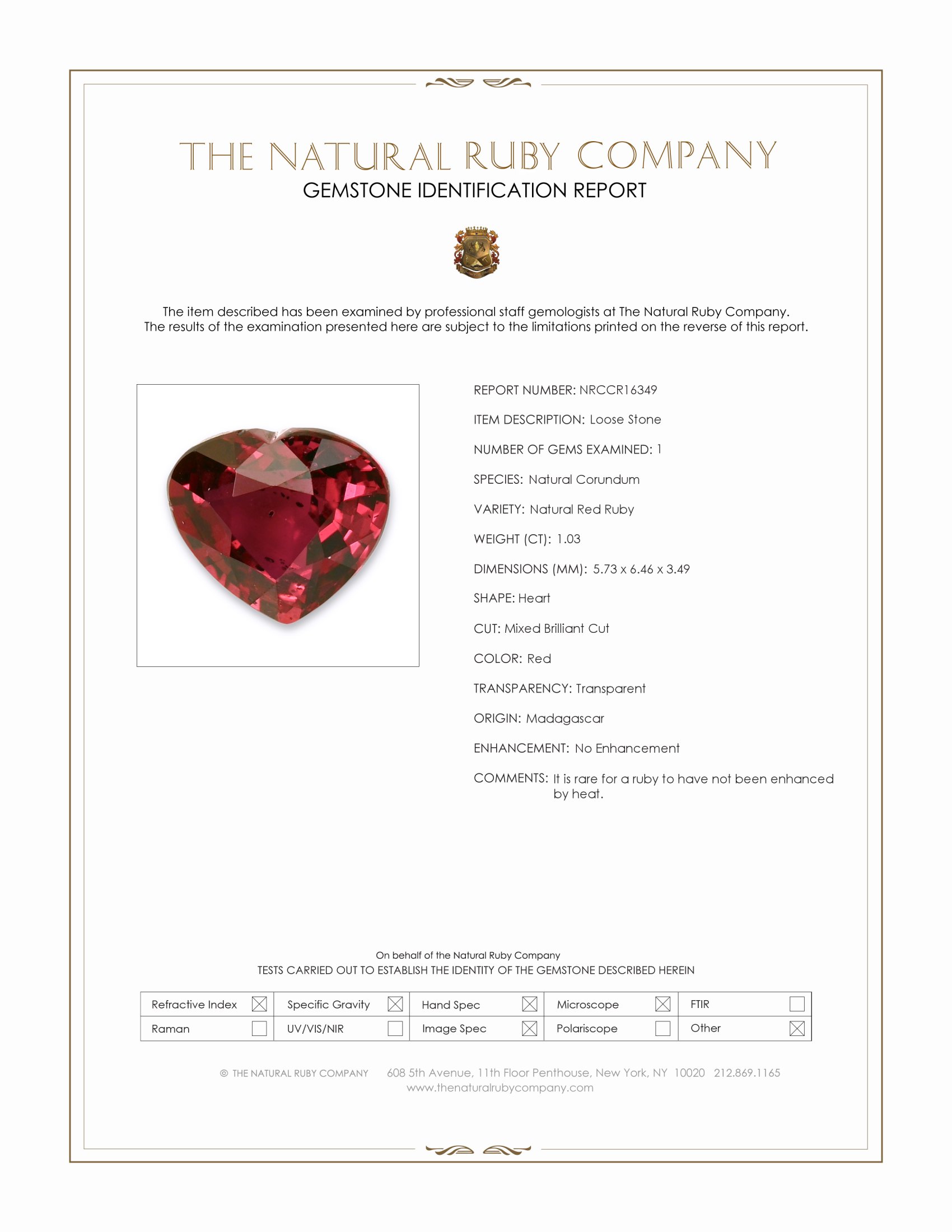 1.03 Ct. Ruby from Madagascar