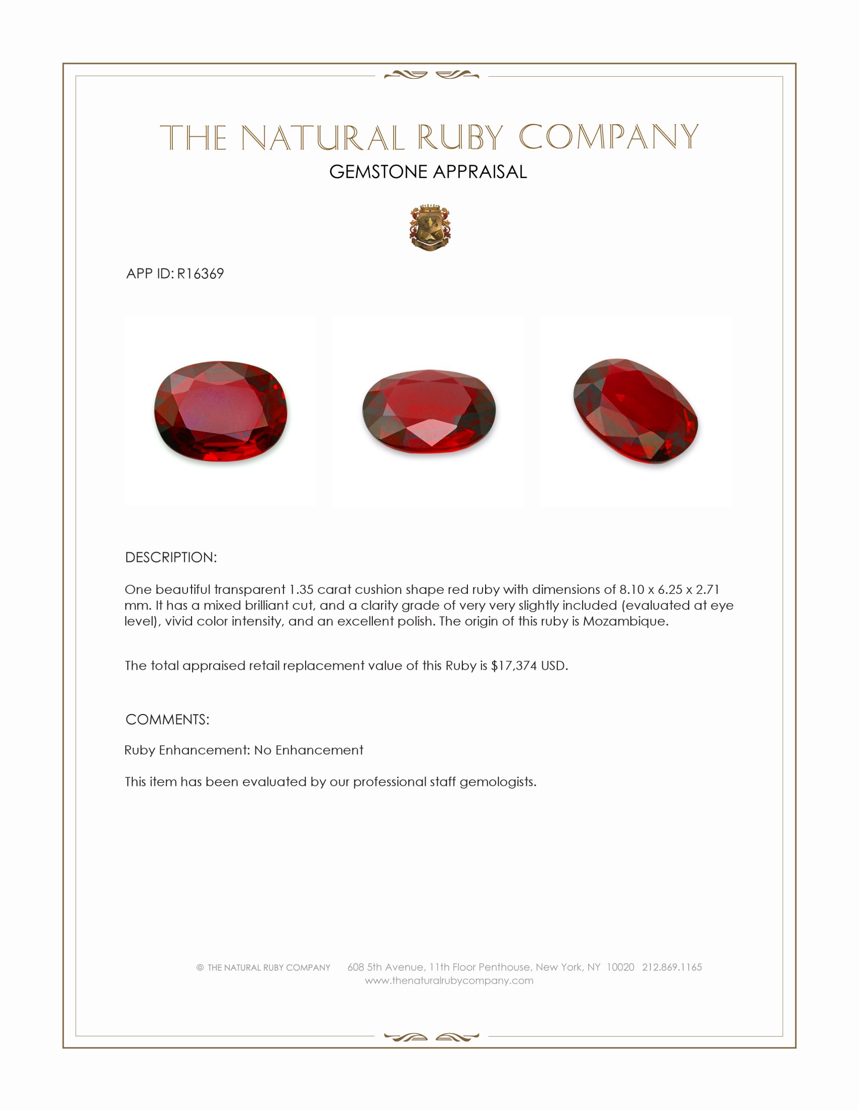 1.35 Ct. Ruby from Mozambique