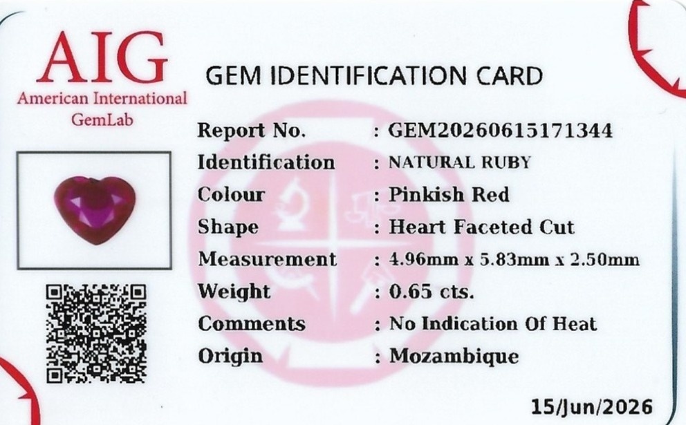 0.65 Ct. Pinkish Red Ruby from Mozambique