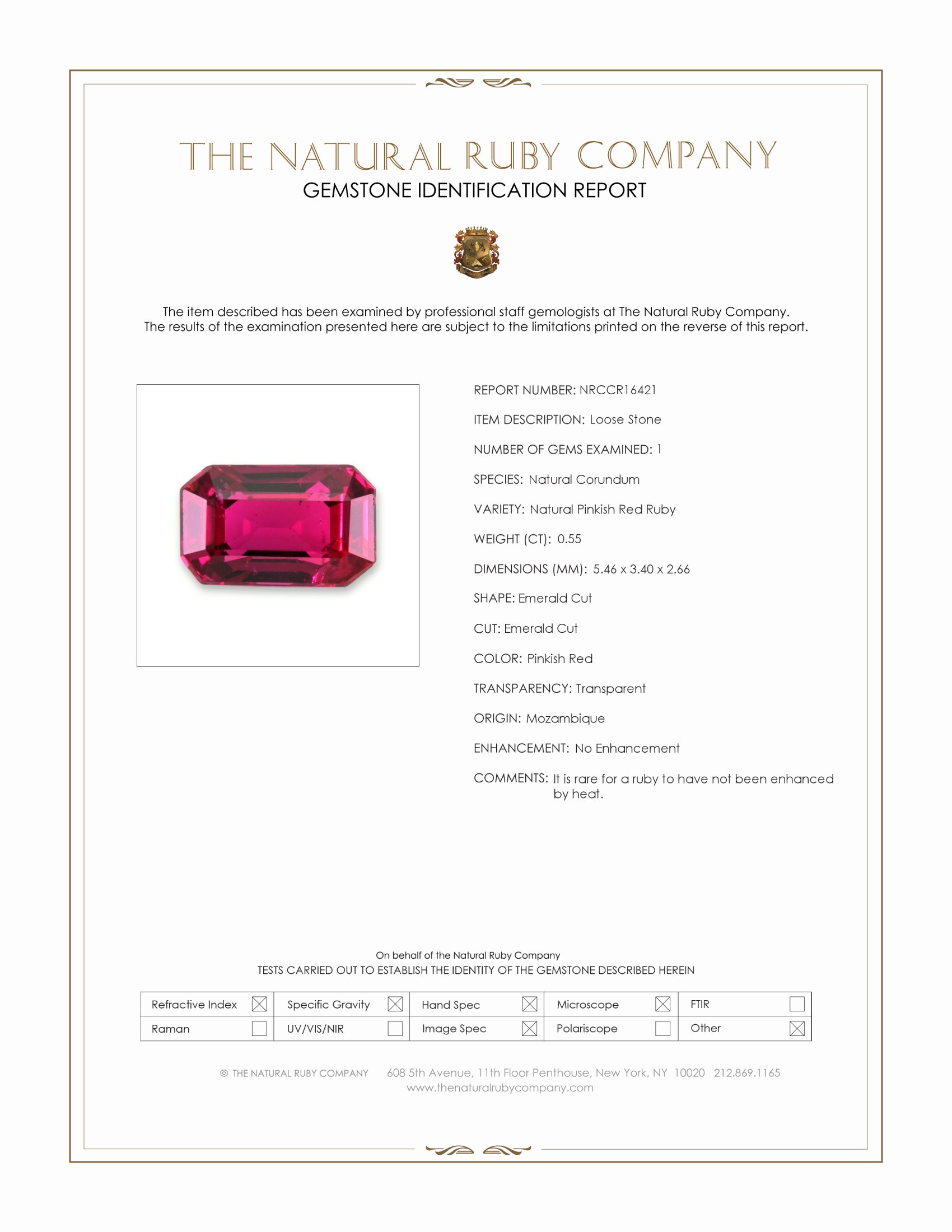 0.55 Ct. Pinkish Red Ruby from Mozambique