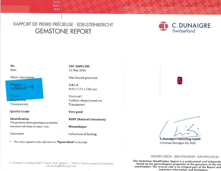 2.01 Ct. Ruby from Mozambique