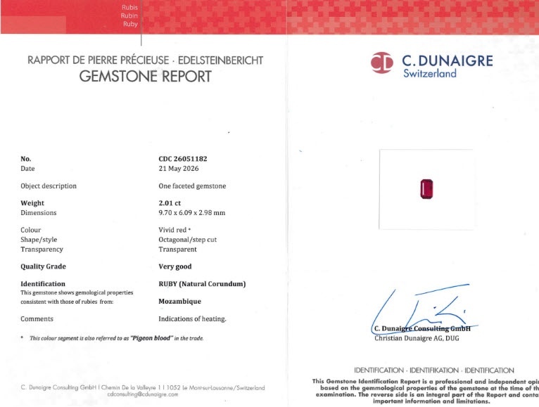 2.01 Ct. Ruby from Mozambique