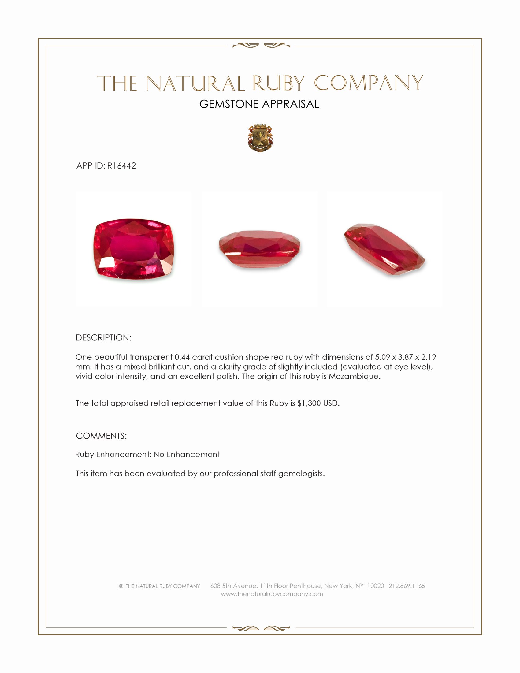 0.44 Ct. Ruby from Mozambique