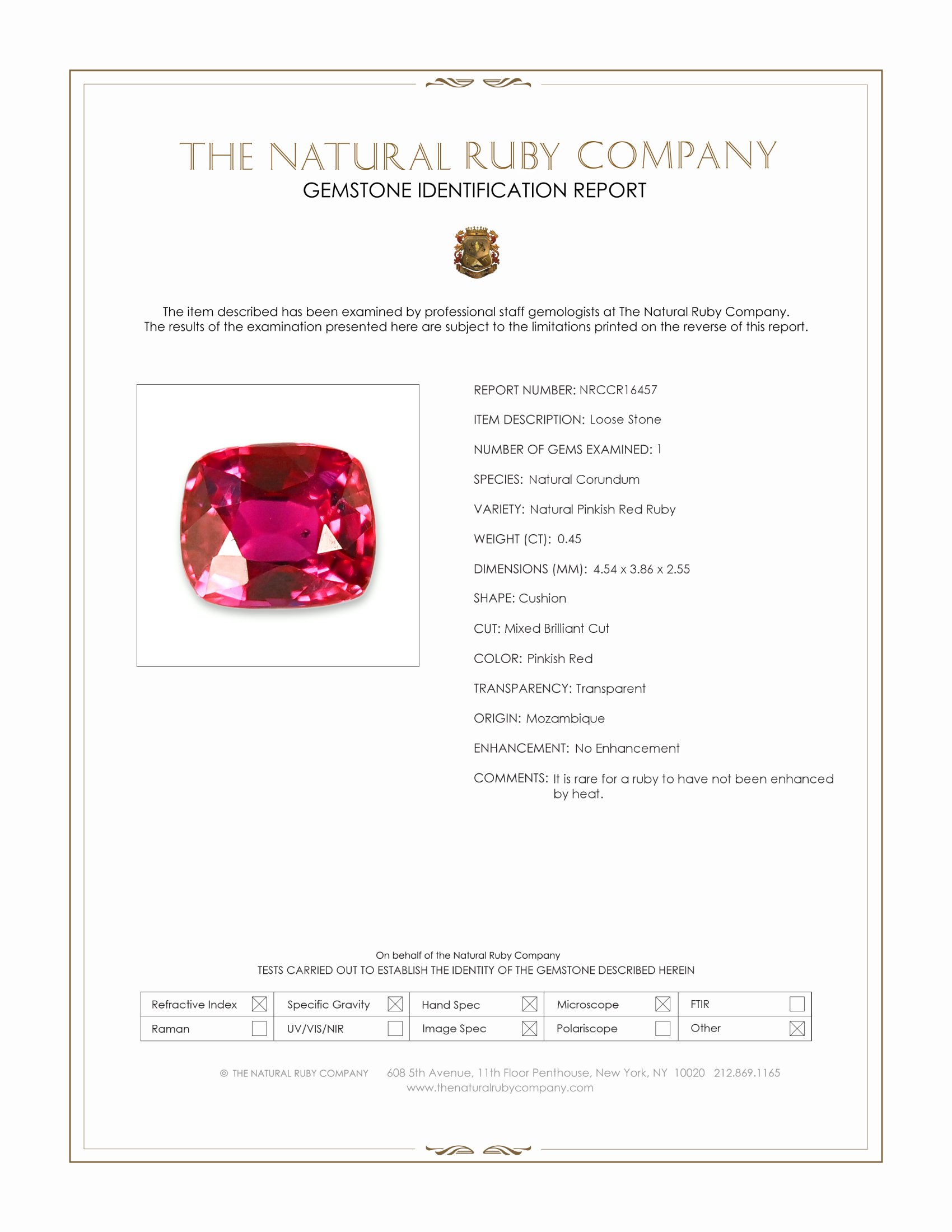 0.45 Ct. Pinkish Red Ruby from Mozambique