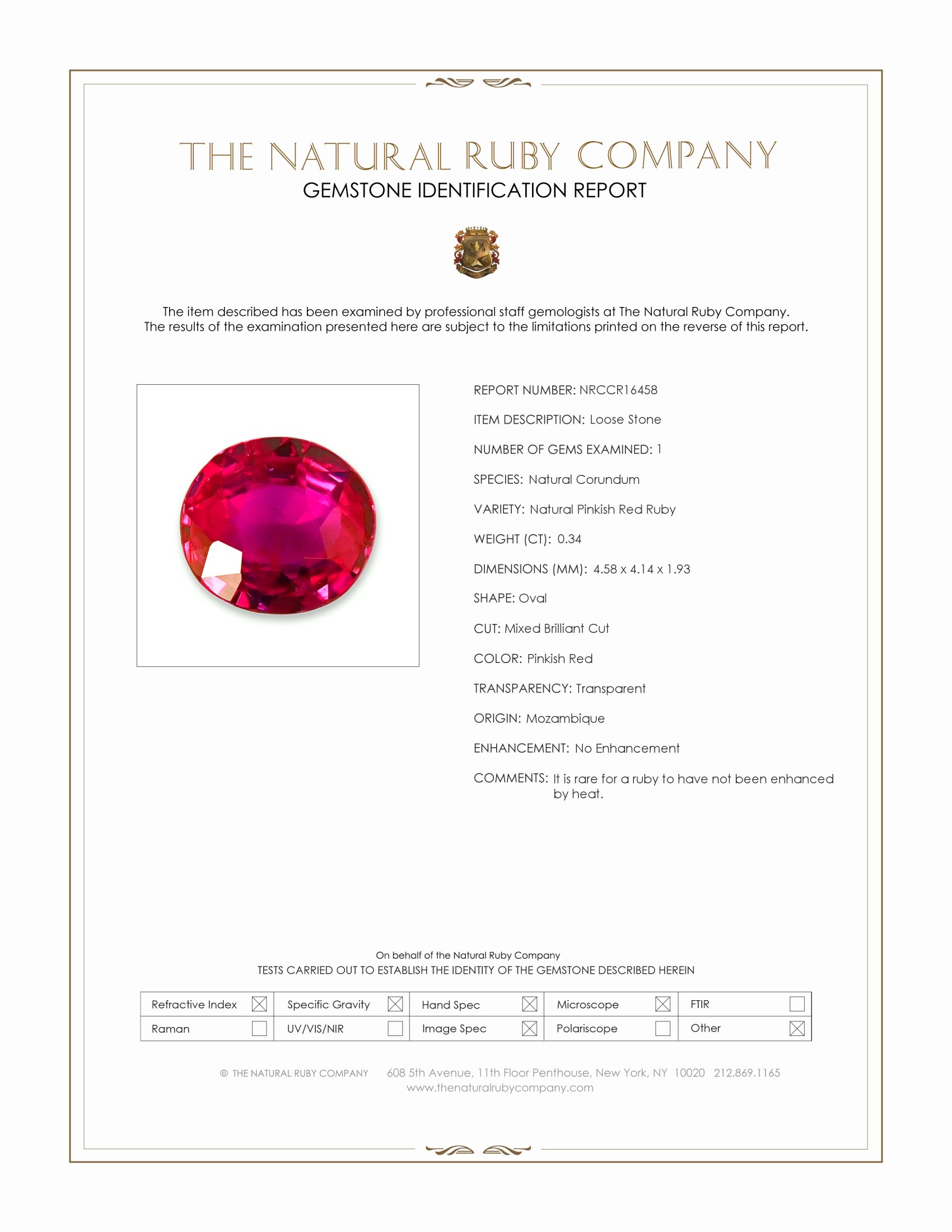 0.34 Ct. Pinkish Red Ruby from Mozambique