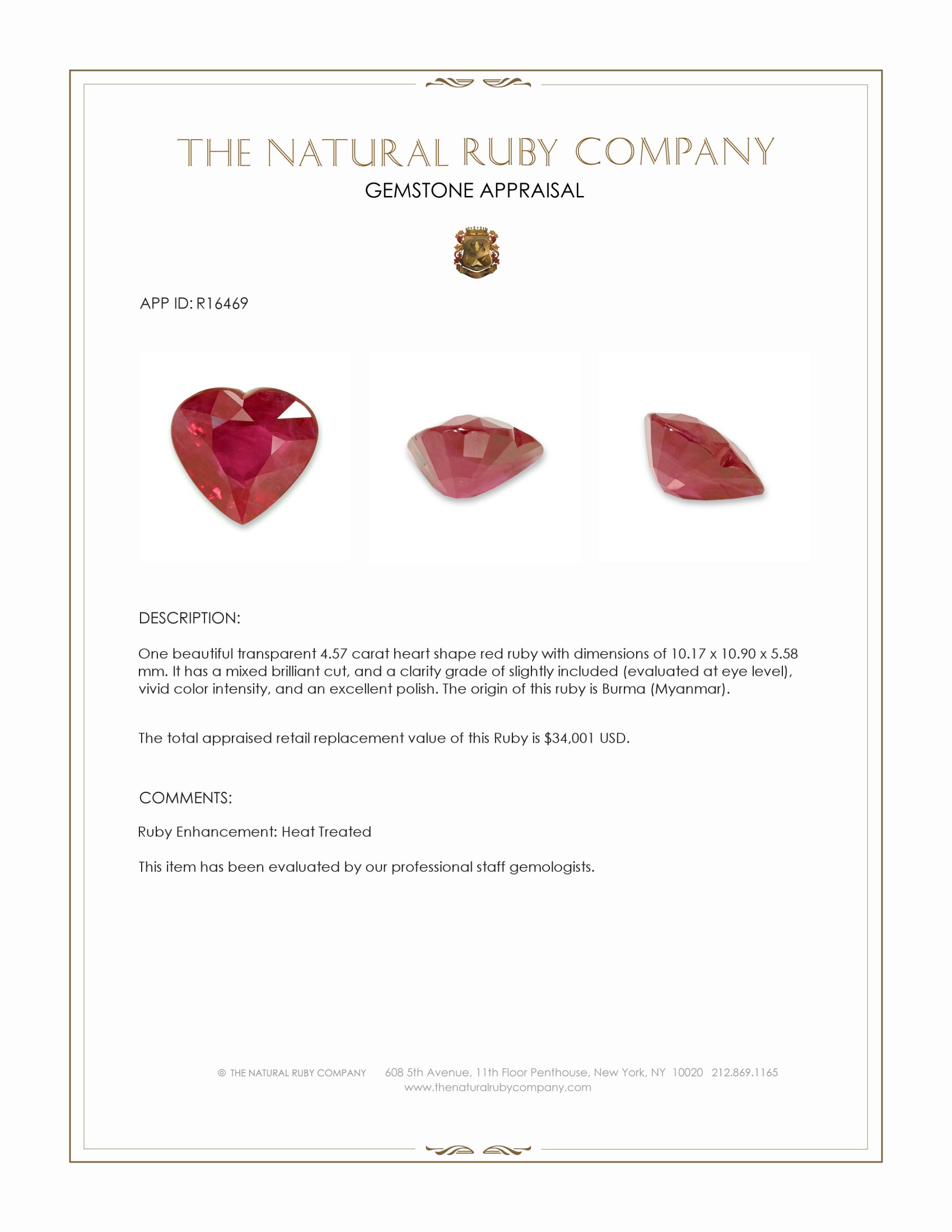 4.57 Ct. Ruby from Burma (Myanmar)
