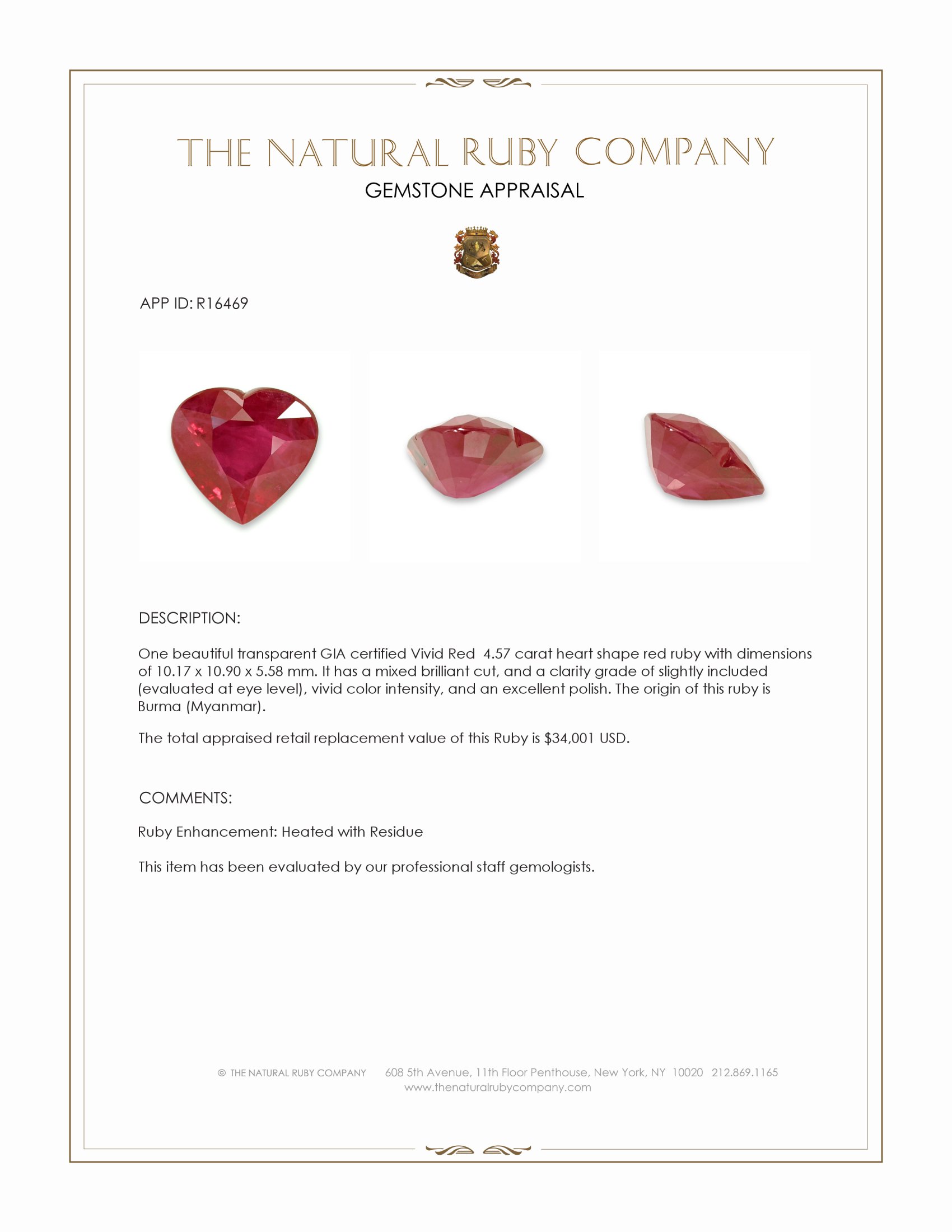 4.57 Ct. Ruby from Burma (Myanmar)