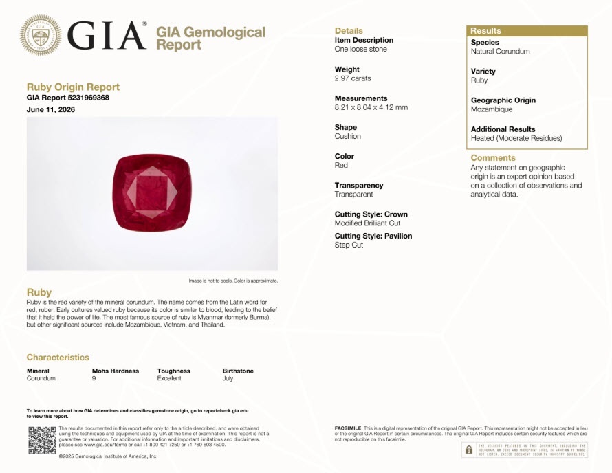 2.97 Ct. Ruby from Mozambique