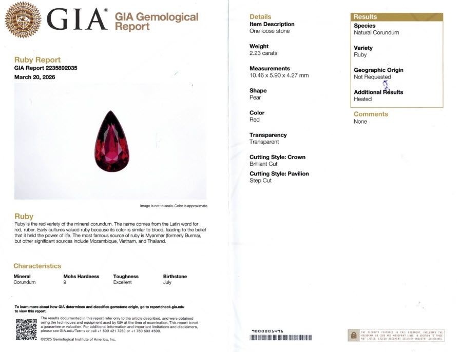 2.23 Ct. Ruby from Madagascar