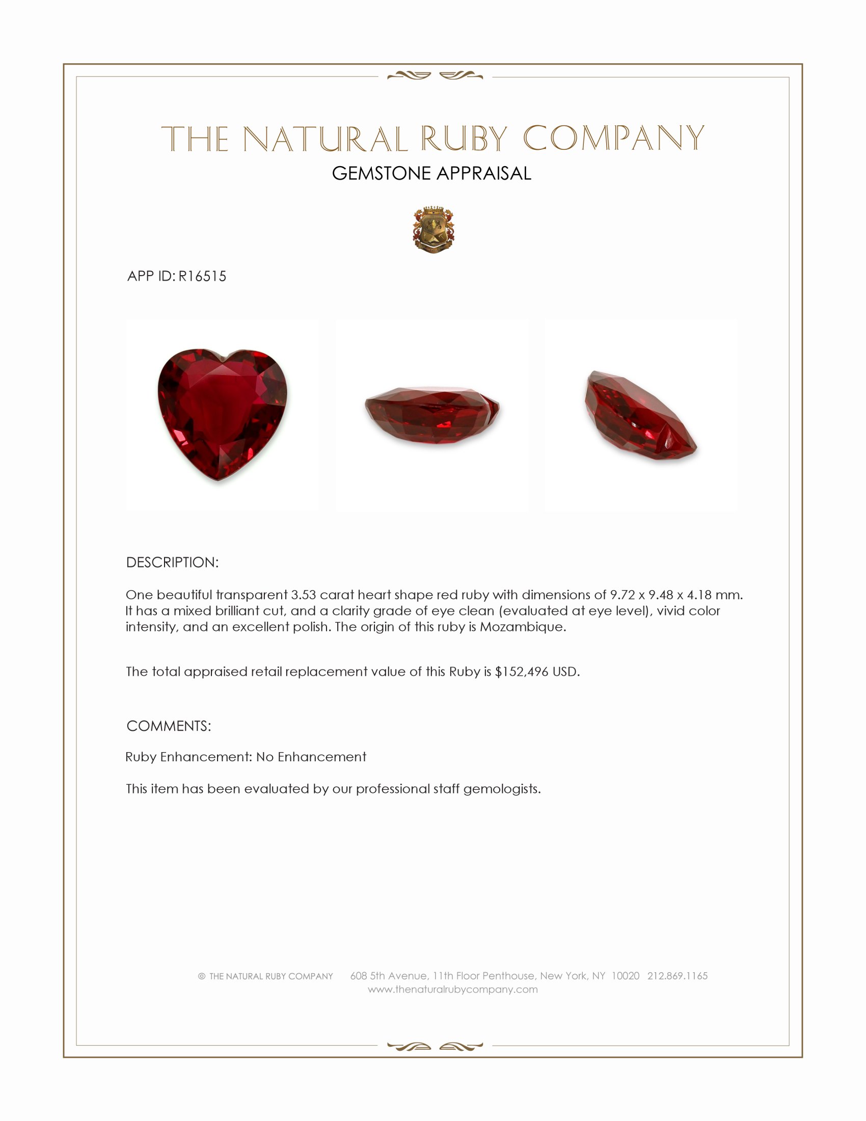 3.53 Ct. Ruby from Mozambique