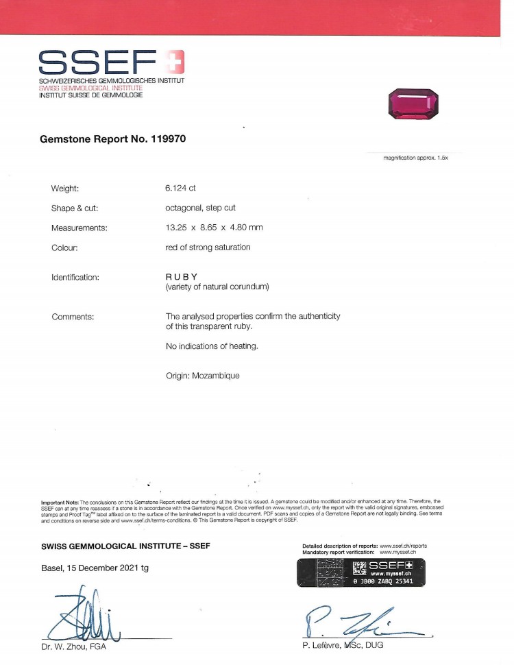 6.12 Ct. Ruby from Mozambique
