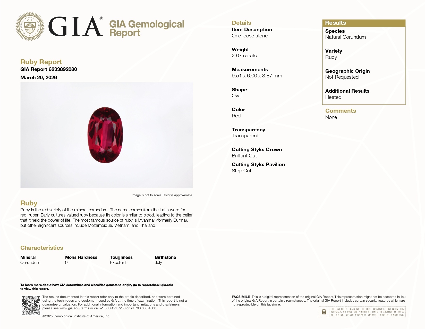 2.07 Ct. Ruby from Mozambique