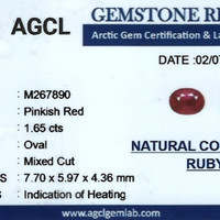 1.65 Ct. Pinkish Red Ruby from Madagascar Scan Report