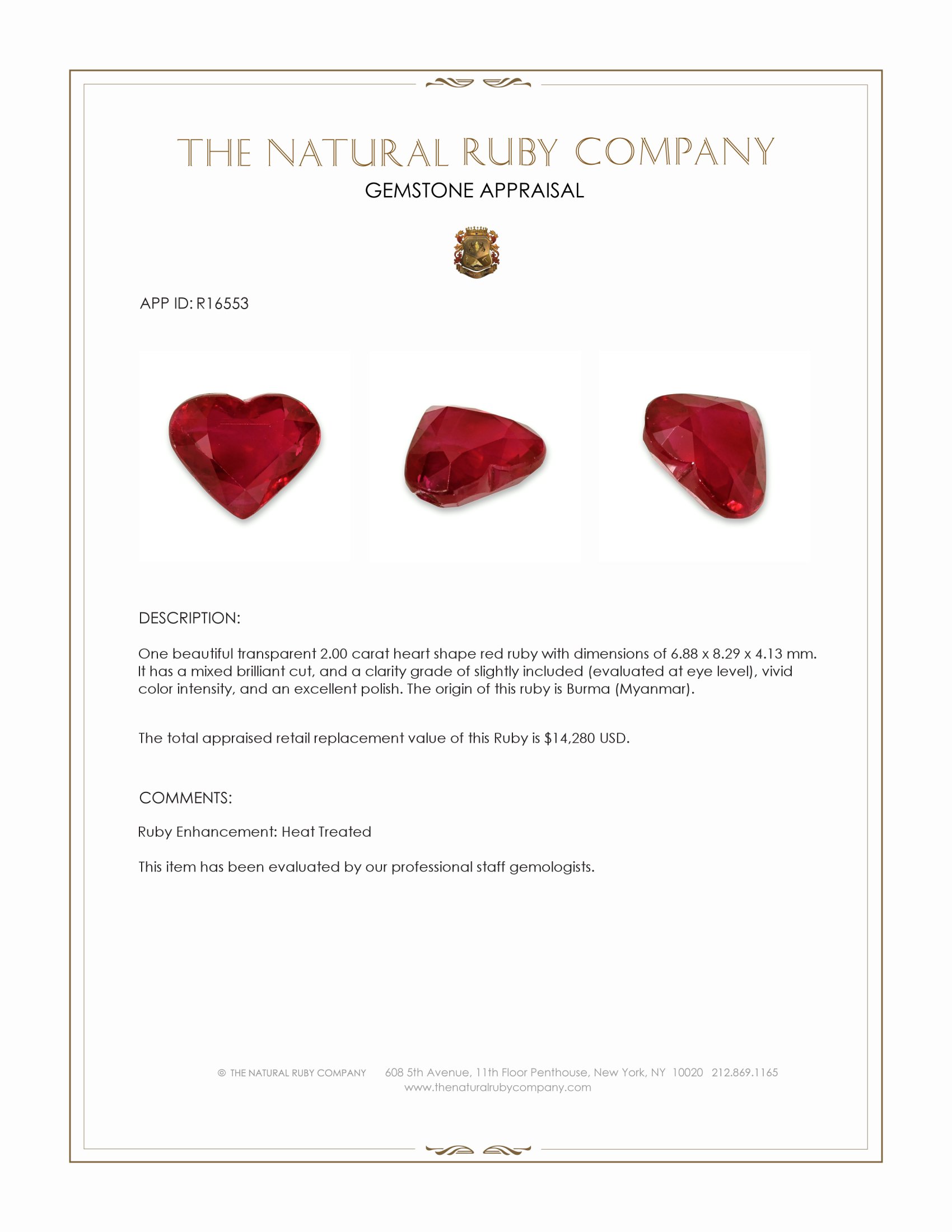 2.00 Ct. Ruby from Burma (Myanmar)