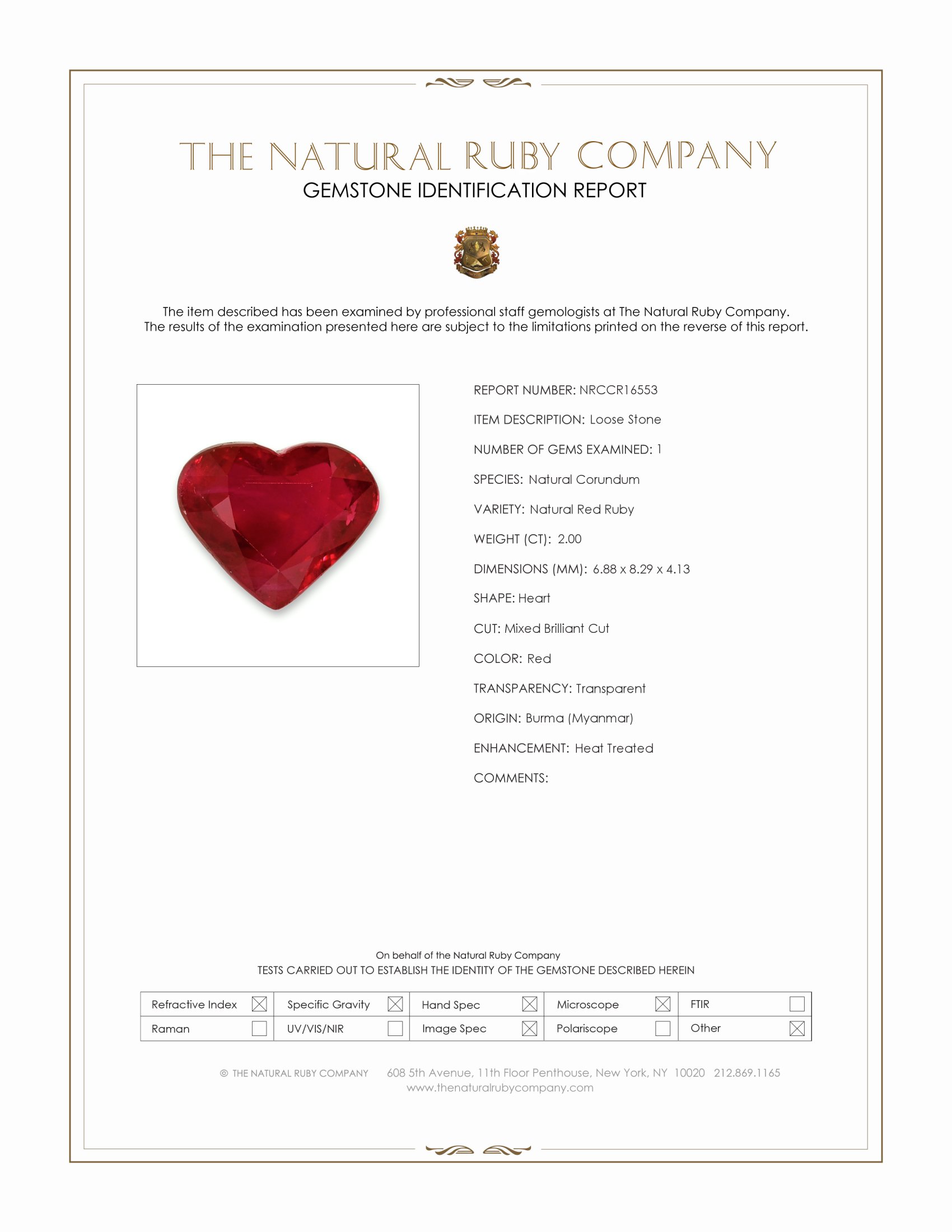 2.00 Ct. Ruby from Burma (Myanmar)
