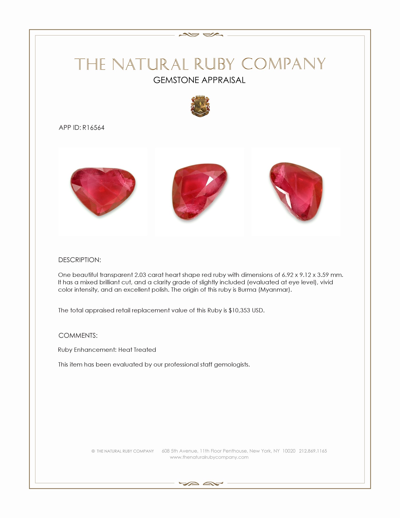 2.03 Ct. Ruby from Burma (Myanmar)