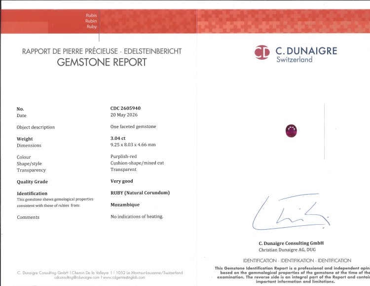 3.04 Ct. Purplish Red Ruby from Mozambique