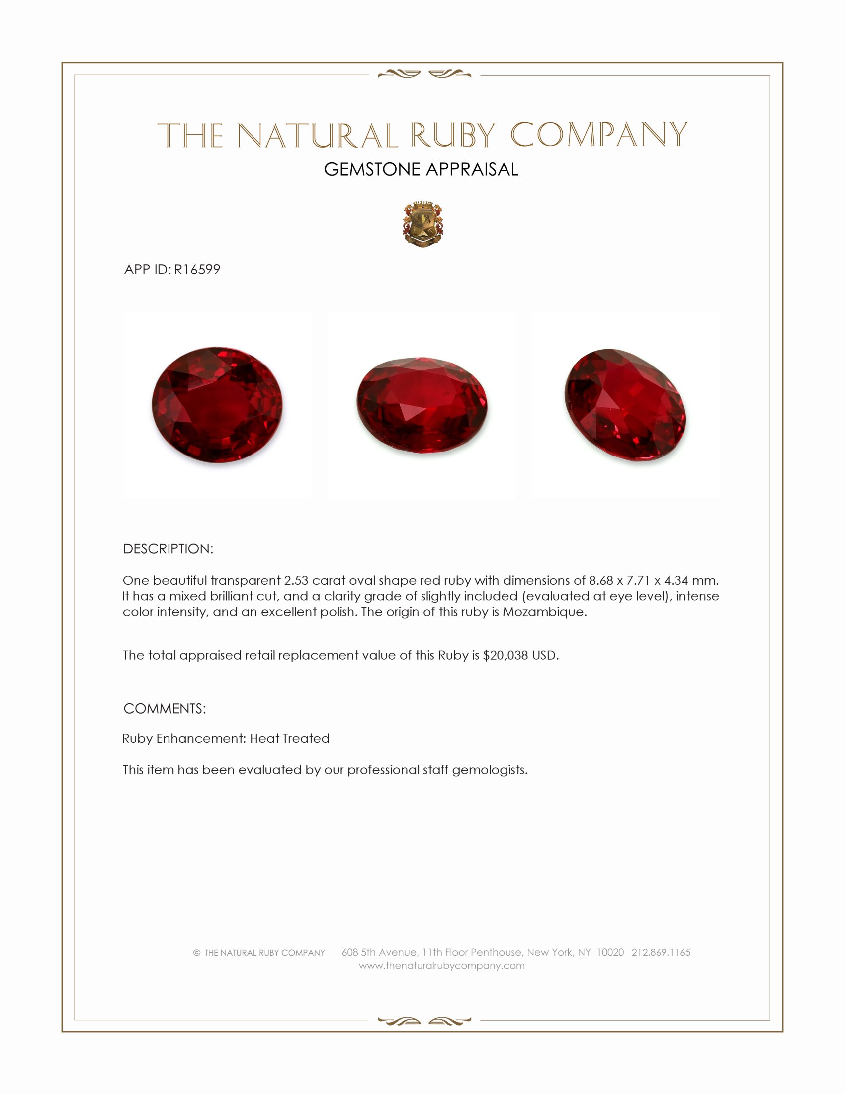 2.53 Ct. Ruby from Mozambique