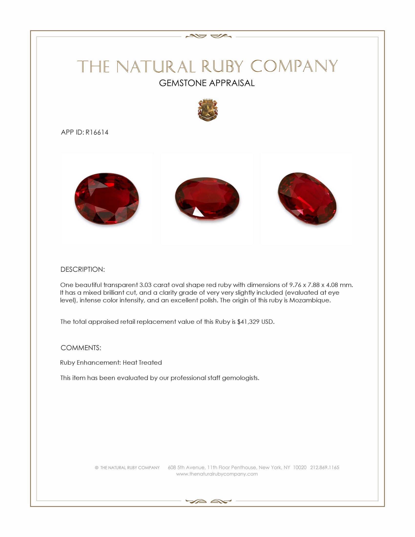 3.03 Ct. Ruby from Mozambique