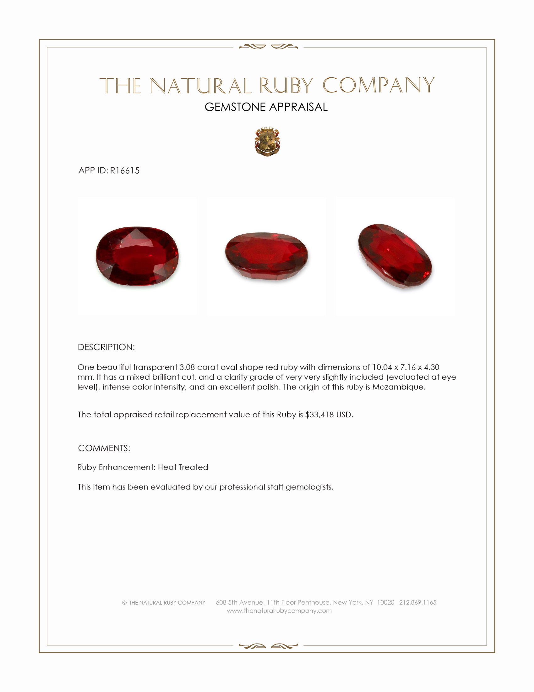 3.08 Ct. Ruby from Mozambique