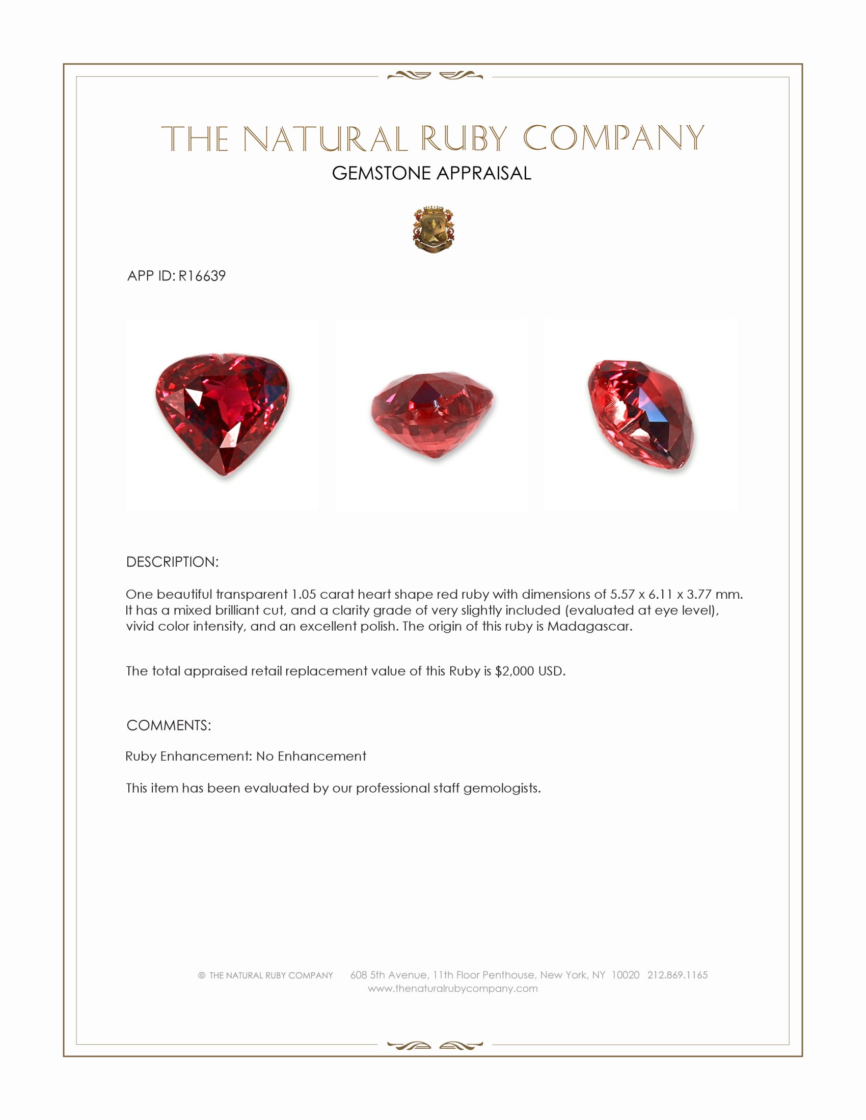 1.05 Ct. Ruby from Madagascar