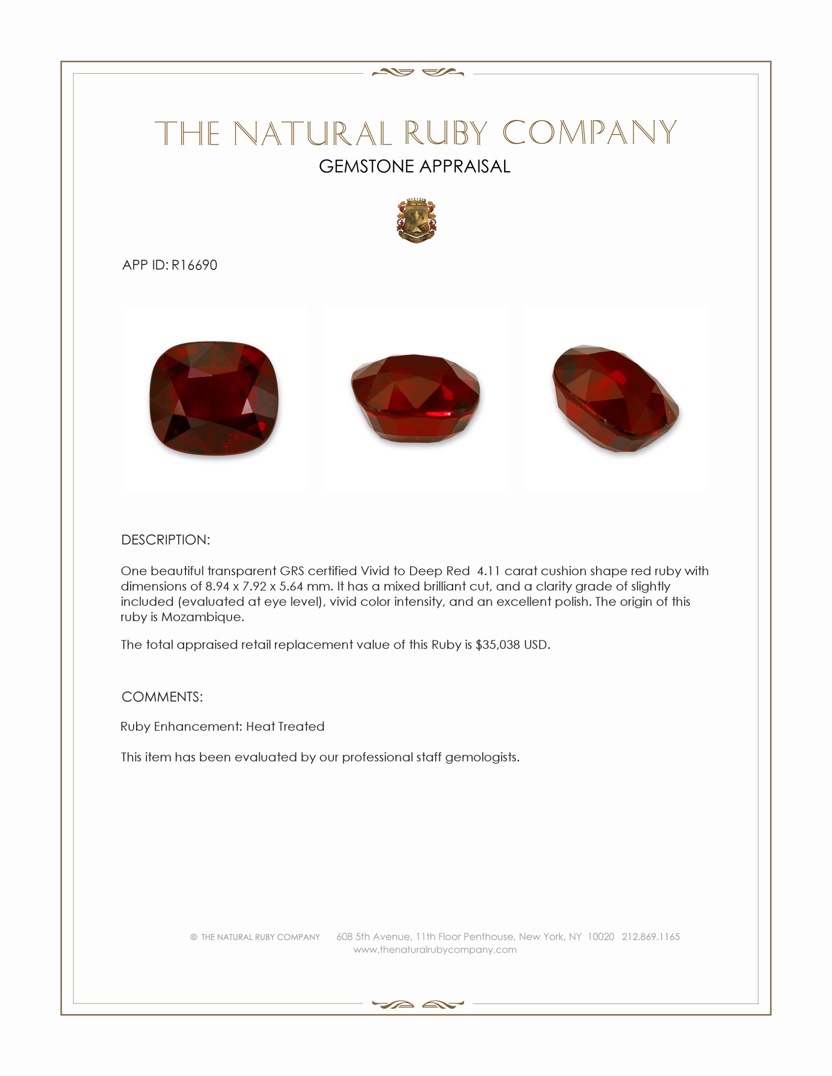 4.11 Ct. Ruby from Mozambique