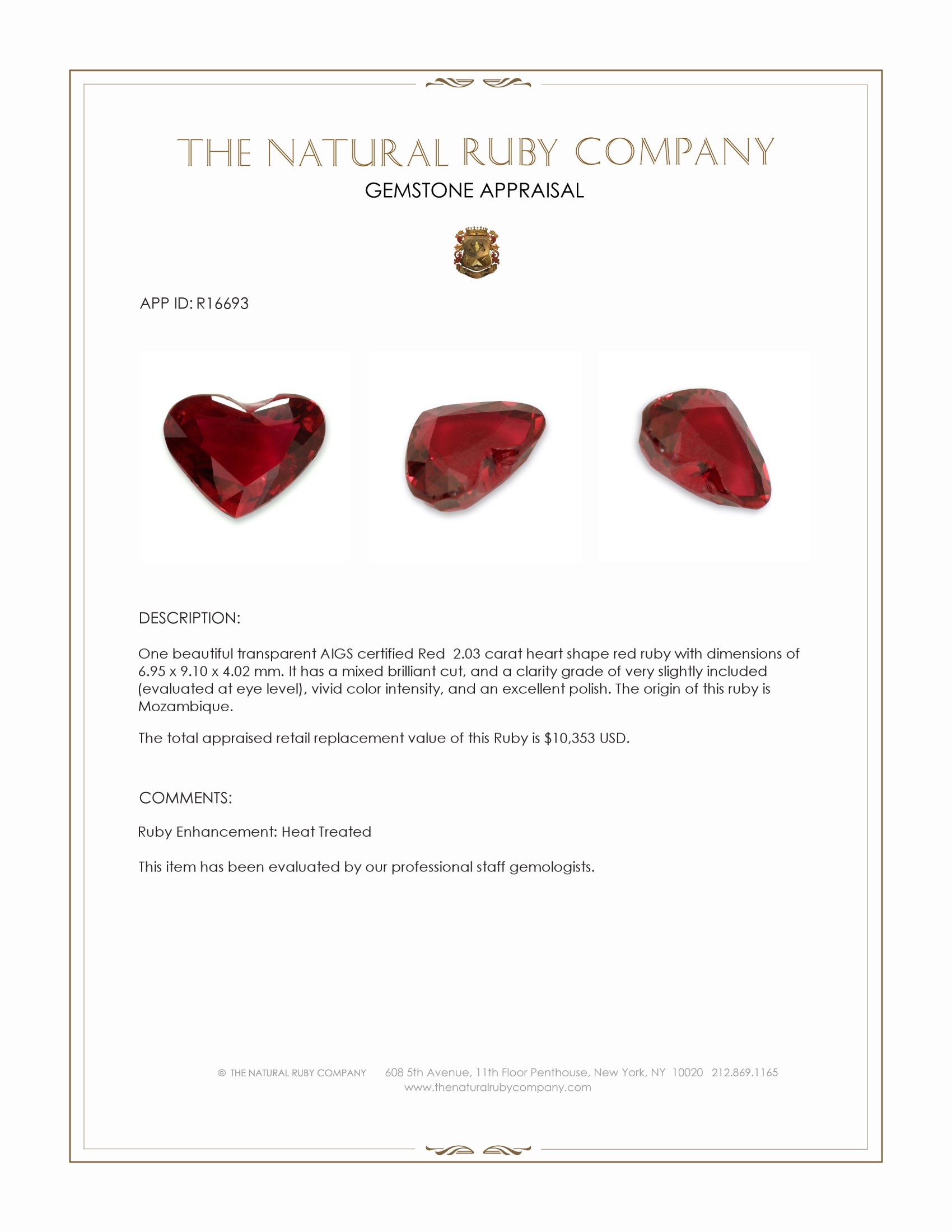 2.03 Ct. Ruby from Mozambique