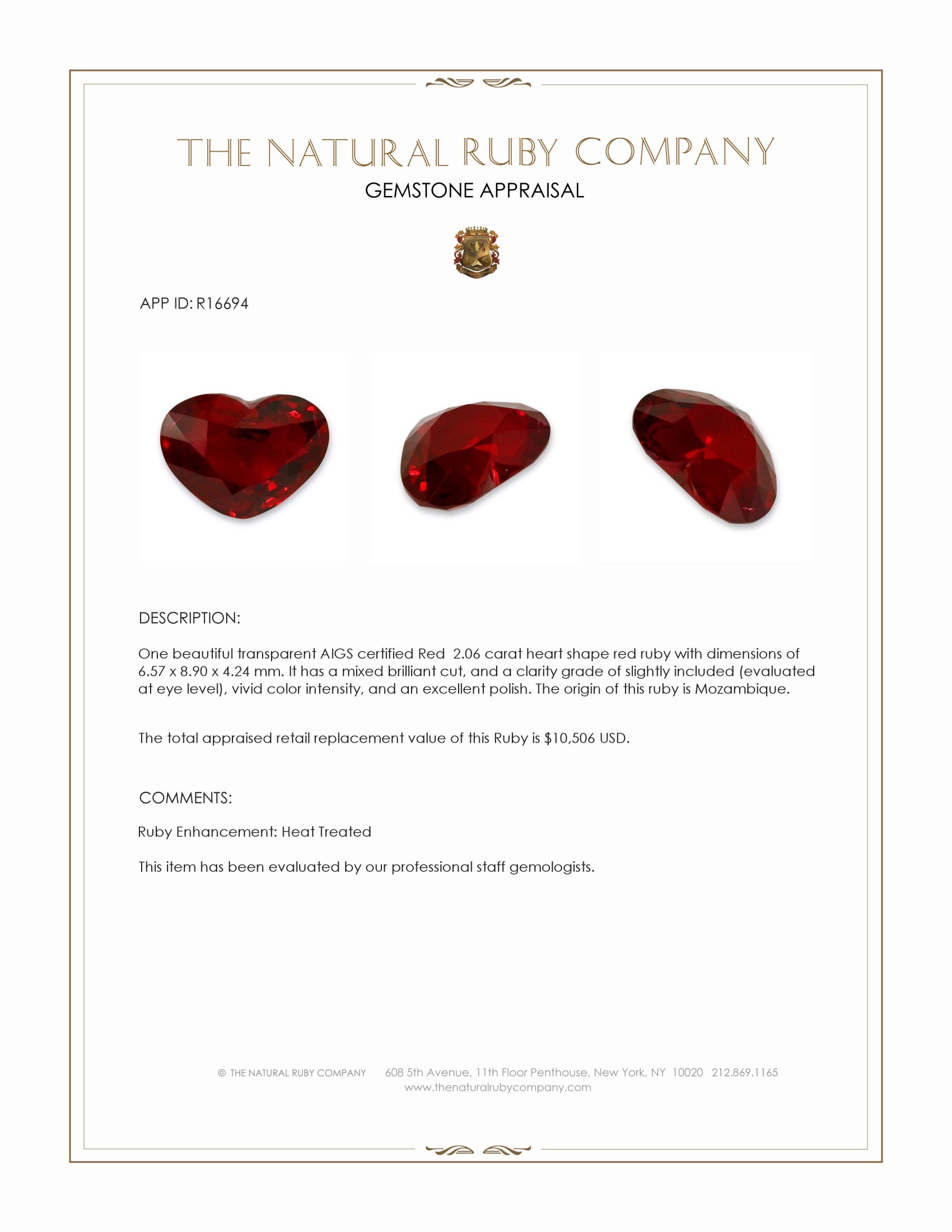 2.06 Ct. Ruby from Mozambique