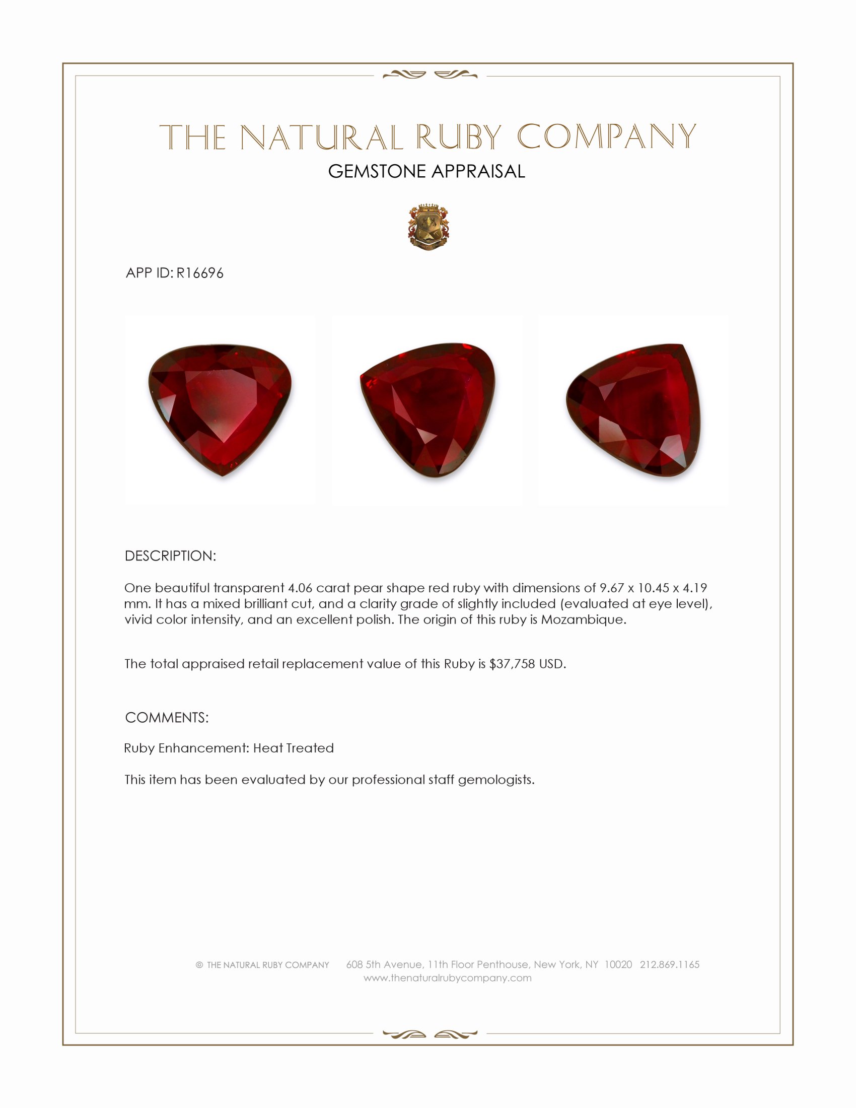 4.06 Ct. Ruby from Mozambique