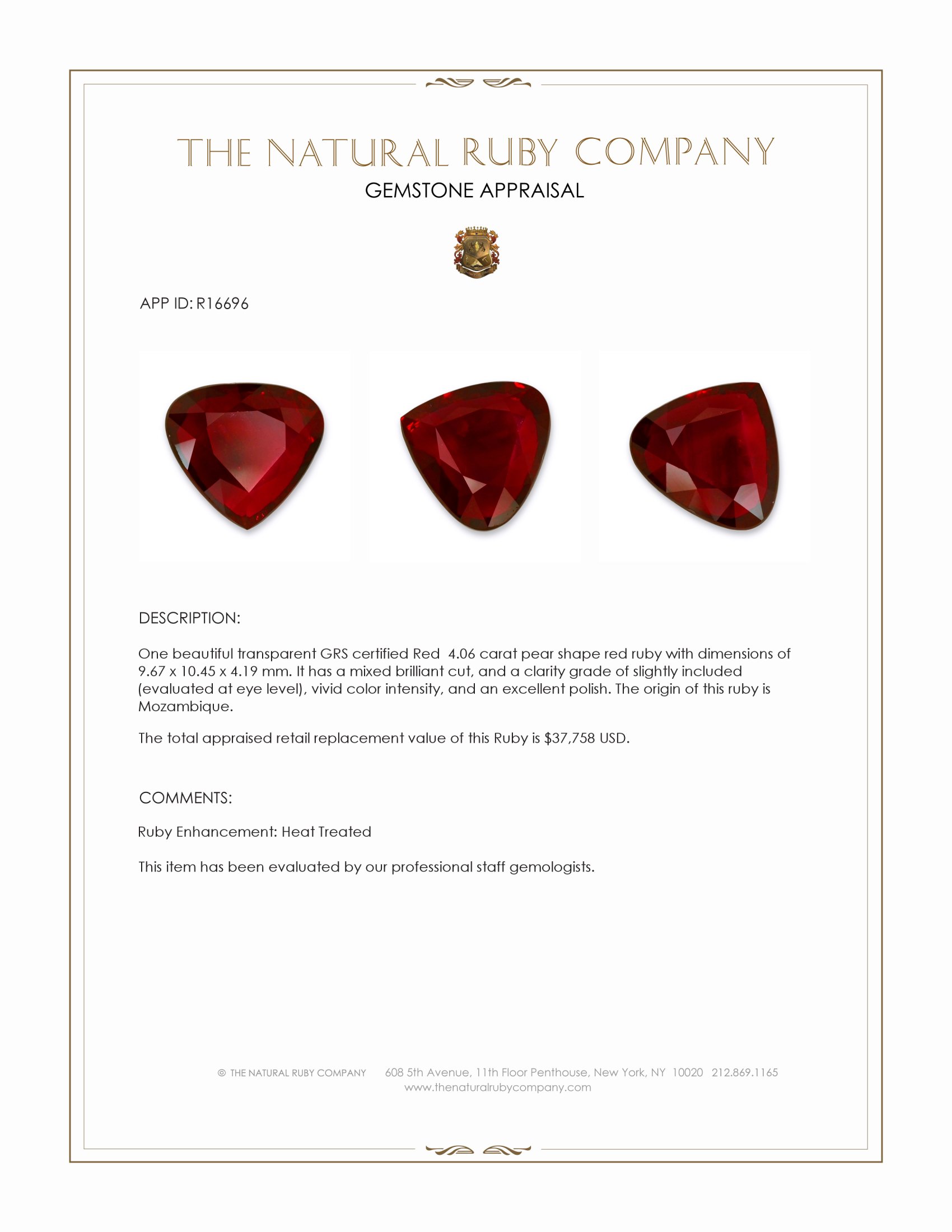 4.06 Ct. Ruby from Mozambique