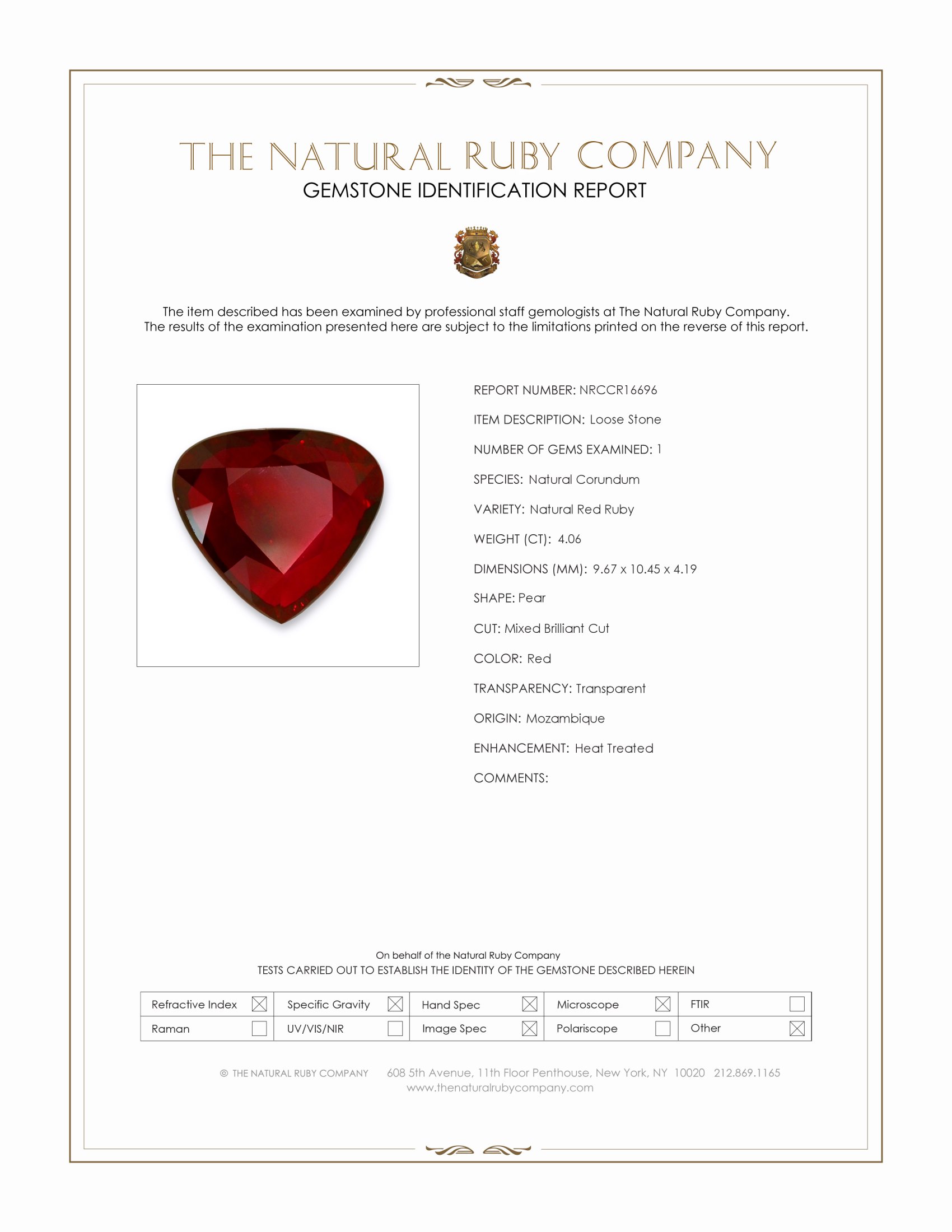 4.06 Ct. Ruby from Mozambique