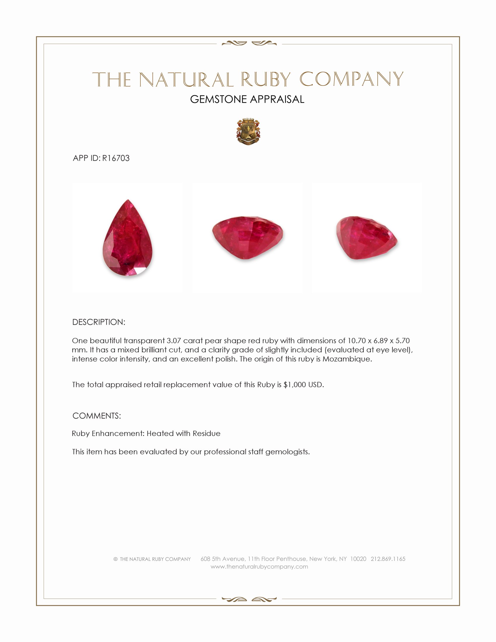 3.07 Ct. Ruby from Mozambique