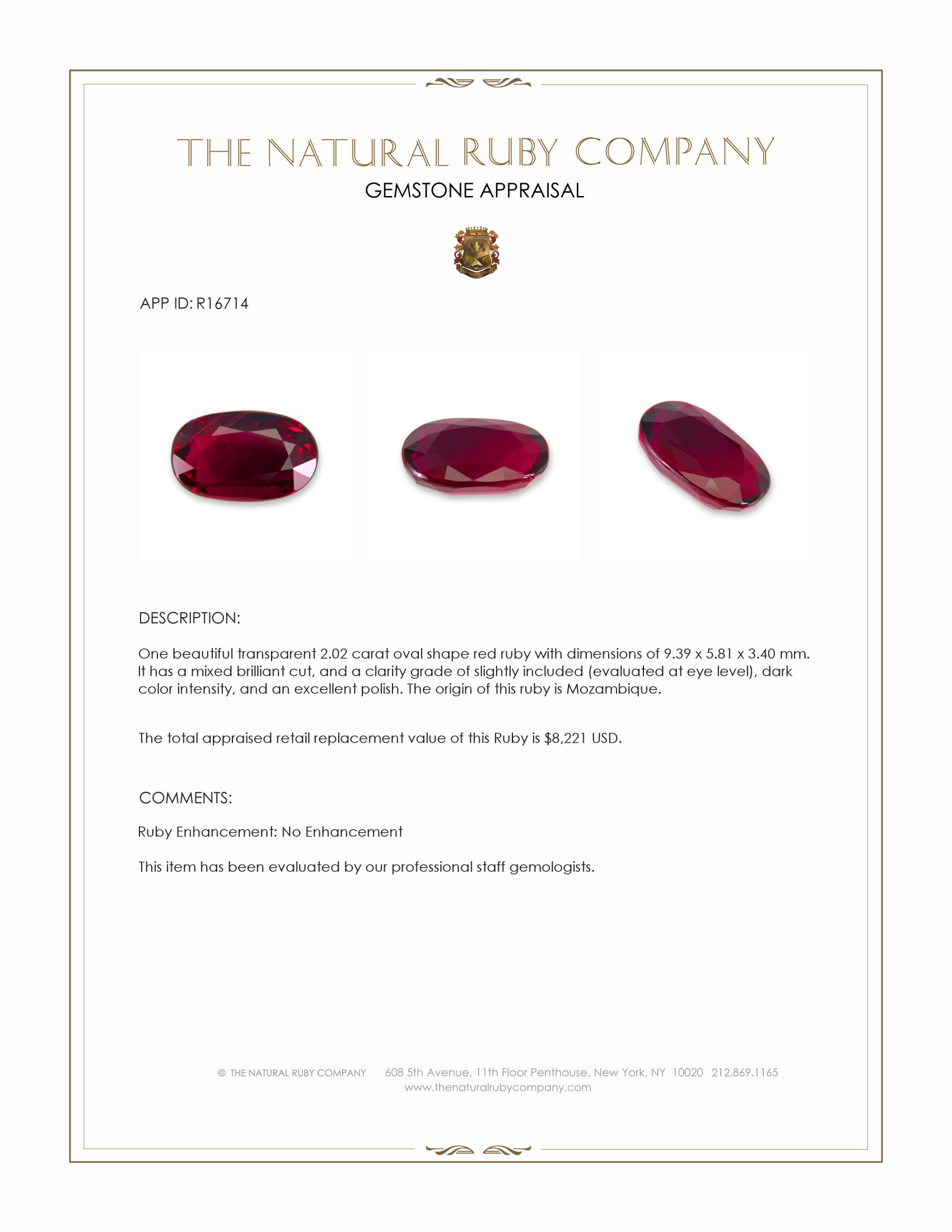 2.02 Ct. Ruby from Mozambique
