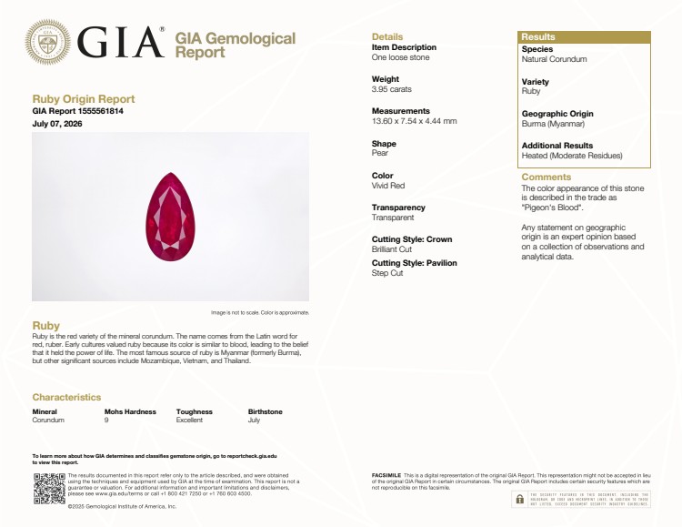 3.95 Ct. Ruby from Burma (Myanmar)