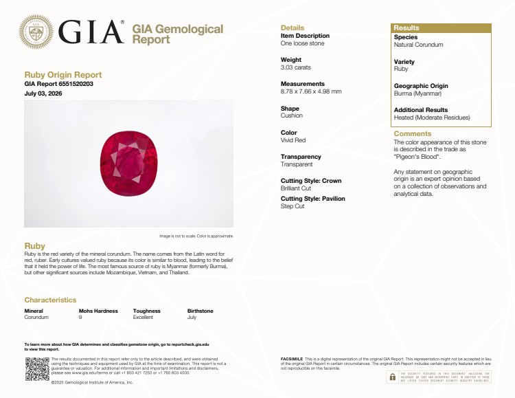 3.03 Ct. Pinkish Red Ruby from Burma (Myanmar)