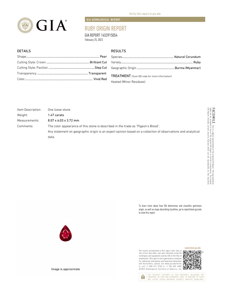 1.47 Ct. Ruby from Burma (Myanmar)