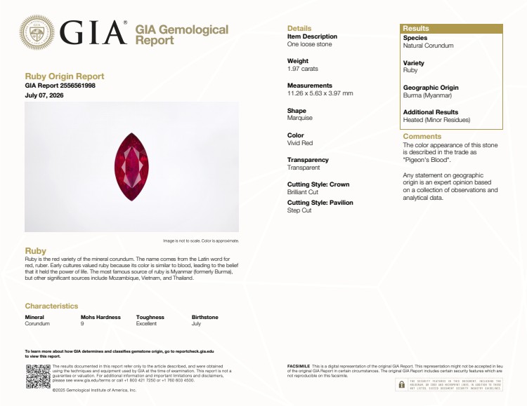 1.97 Ct. Ruby from Burma (Myanmar)