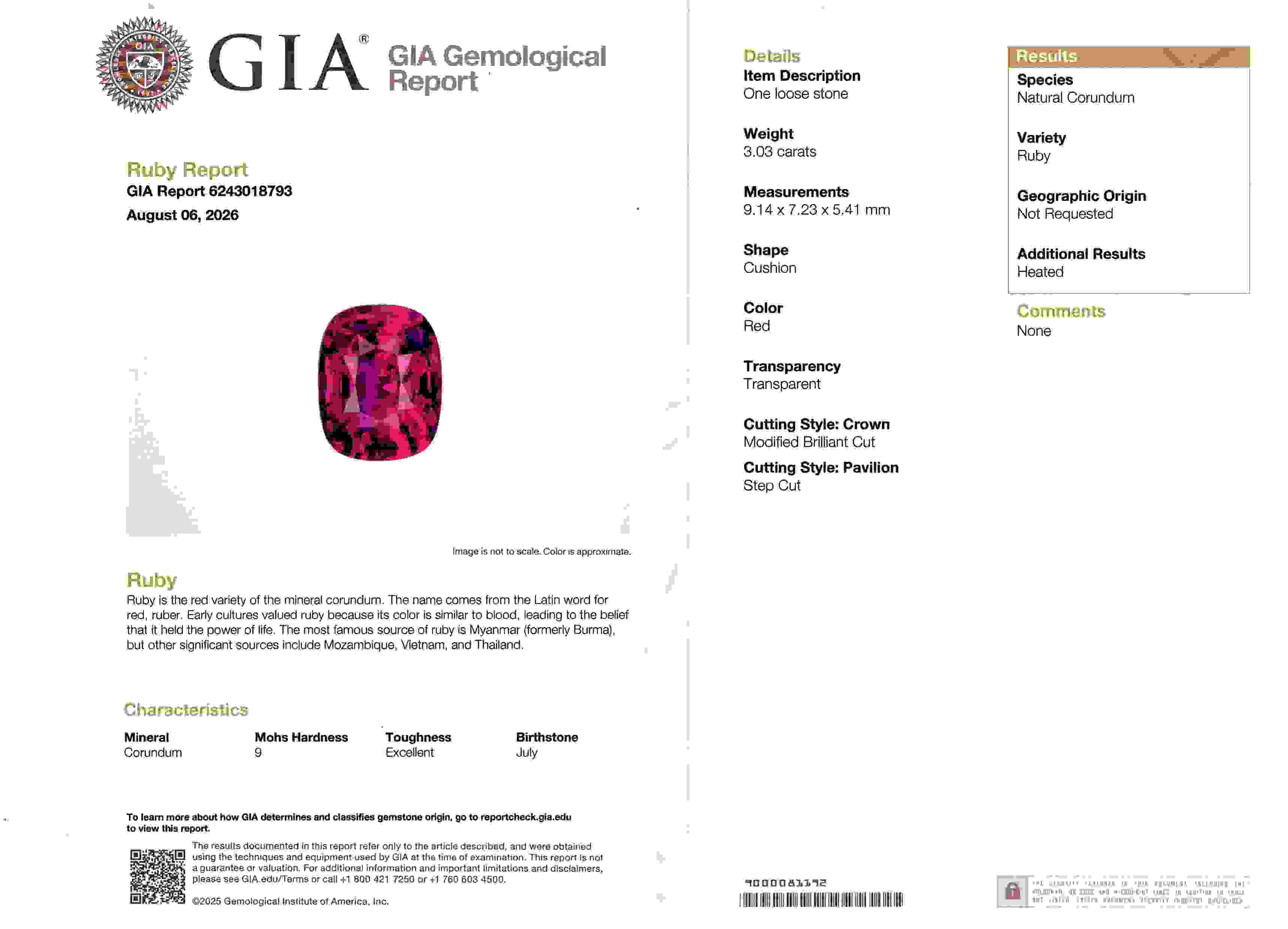 3.03 Ct. Purplish Red Ruby from Mozambique