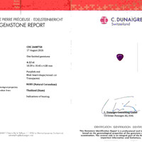 4.12 Ct. Purplish Red Ruby from Thailand Scan Report