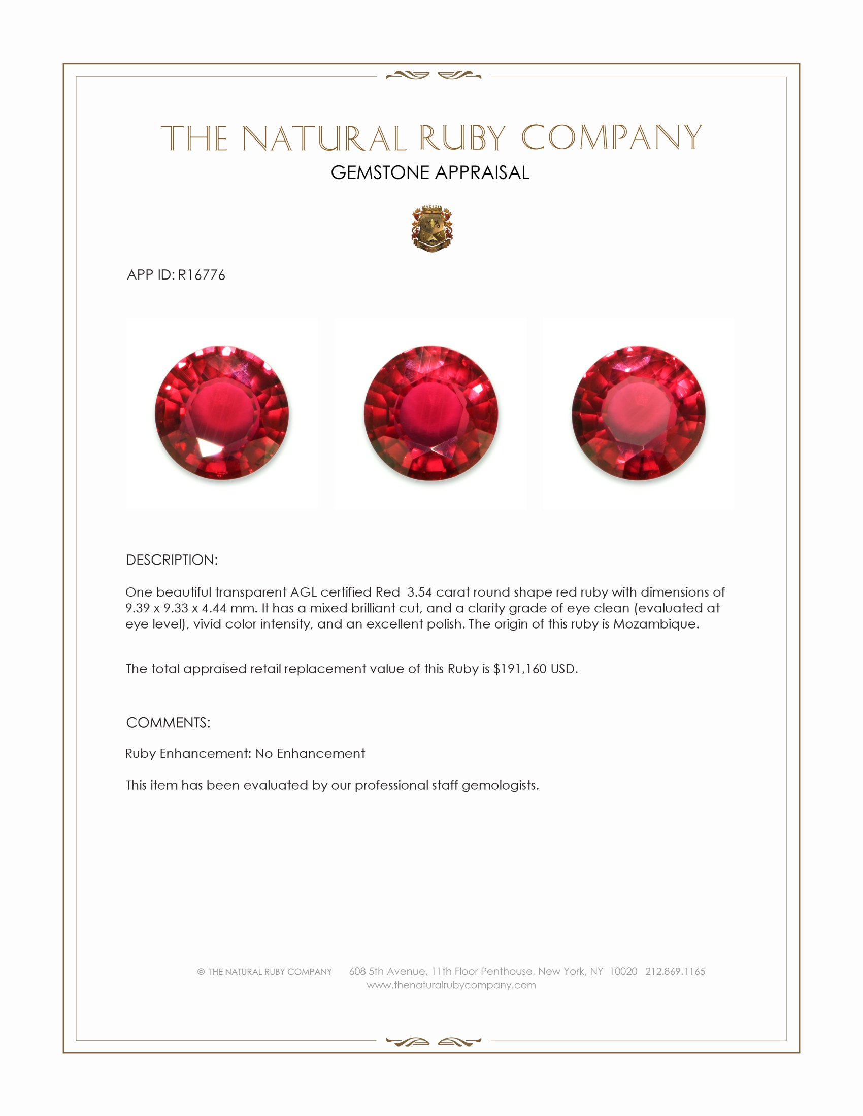3.54 Ct. Ruby from Mozambique
