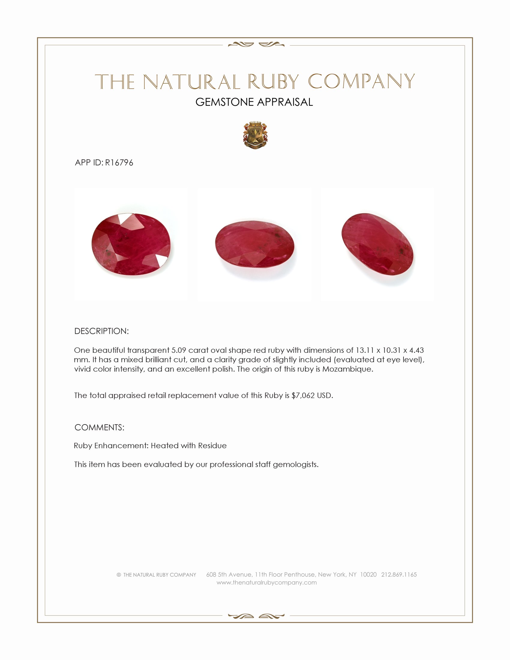 5.09 Ct. Ruby from Mozambique