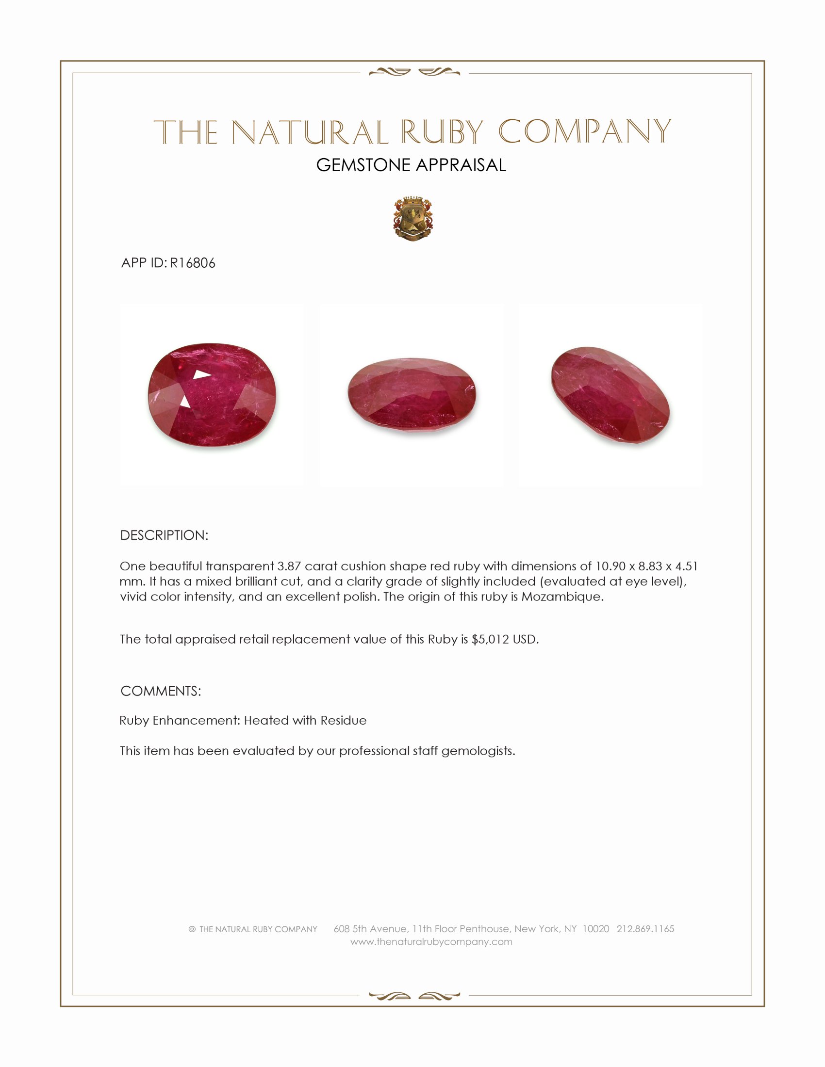 3.87 Ct. Ruby from Mozambique
