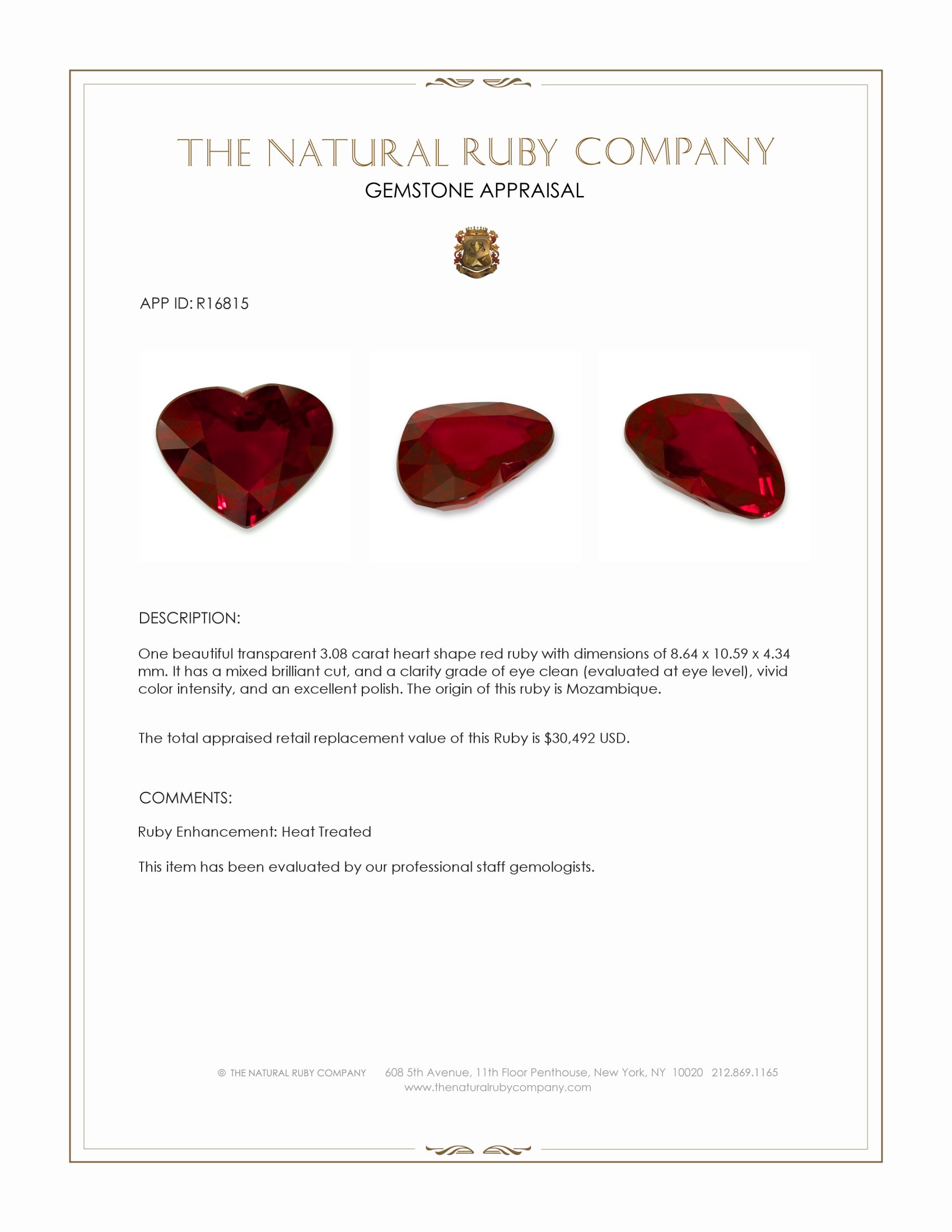 3.08 Ct. Ruby from Mozambique