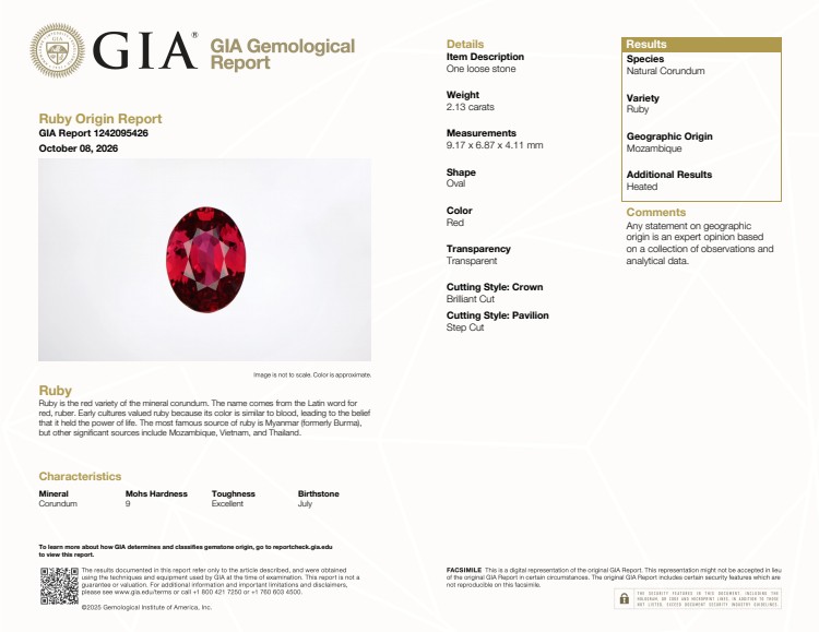 2.13 Ct. Ruby from Mozambique