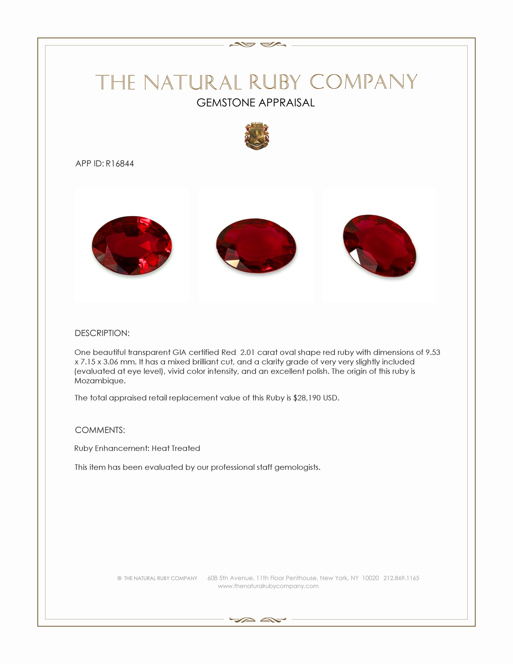 2.01 Ct. Ruby from Mozambique