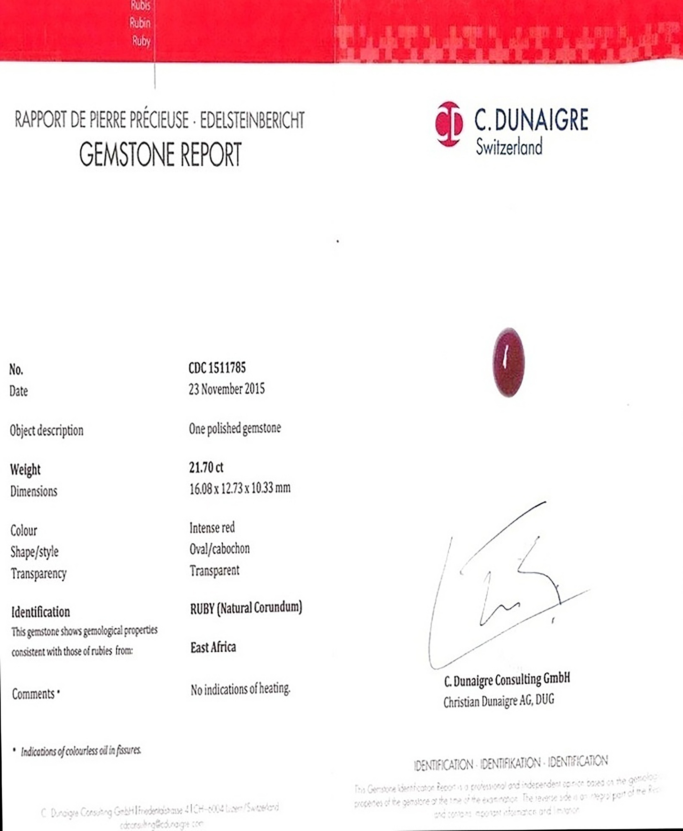 21.70 Ct. Cabochon Ruby from Mozambique