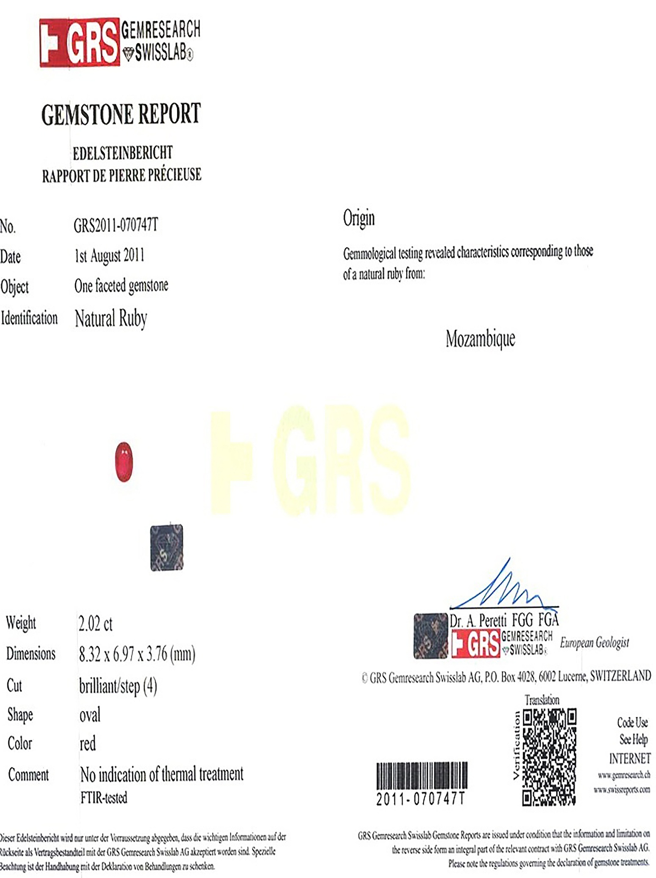 2.02 Ct. Ruby from Mozambique