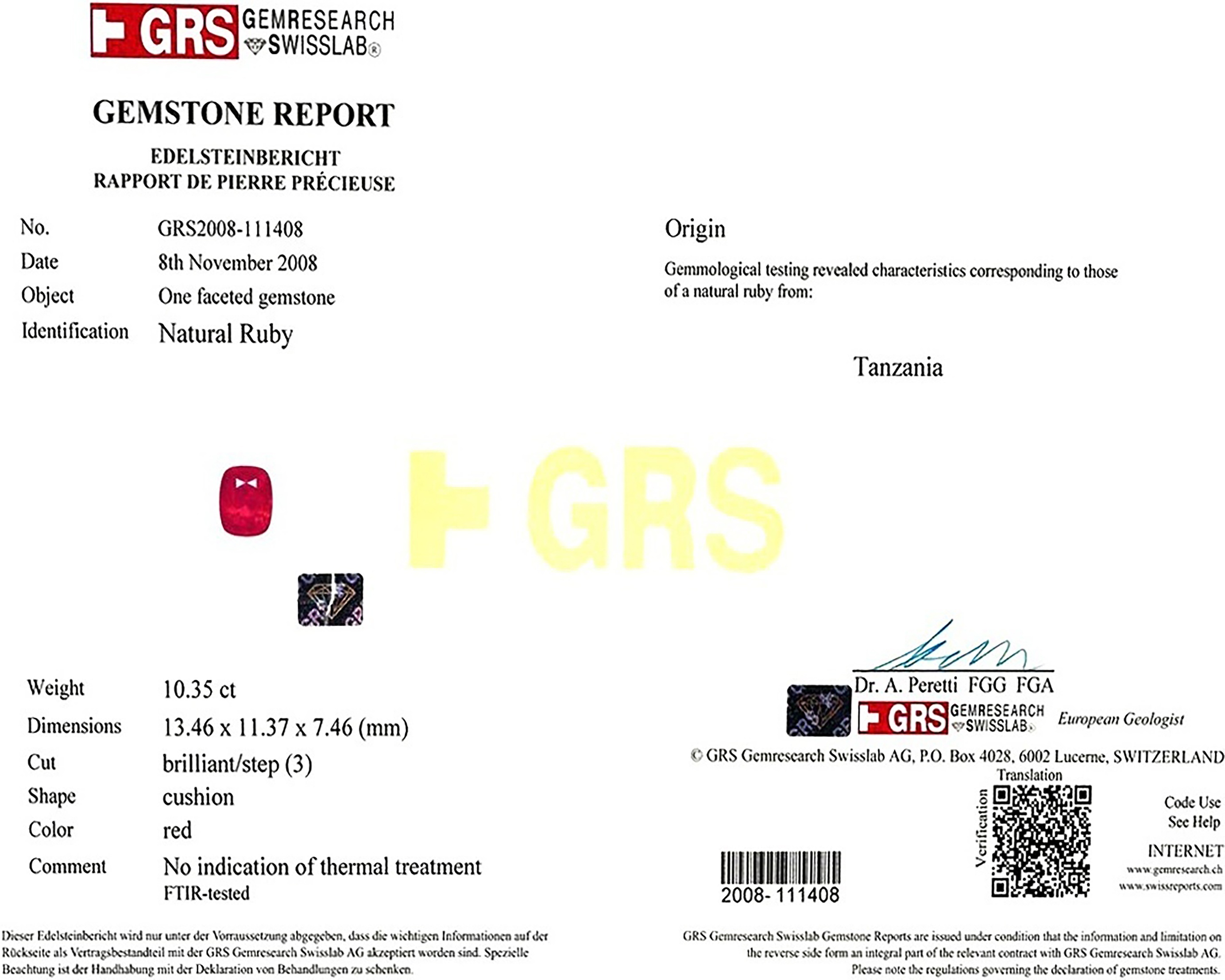 10.35 Ct. Ruby from Tanzania