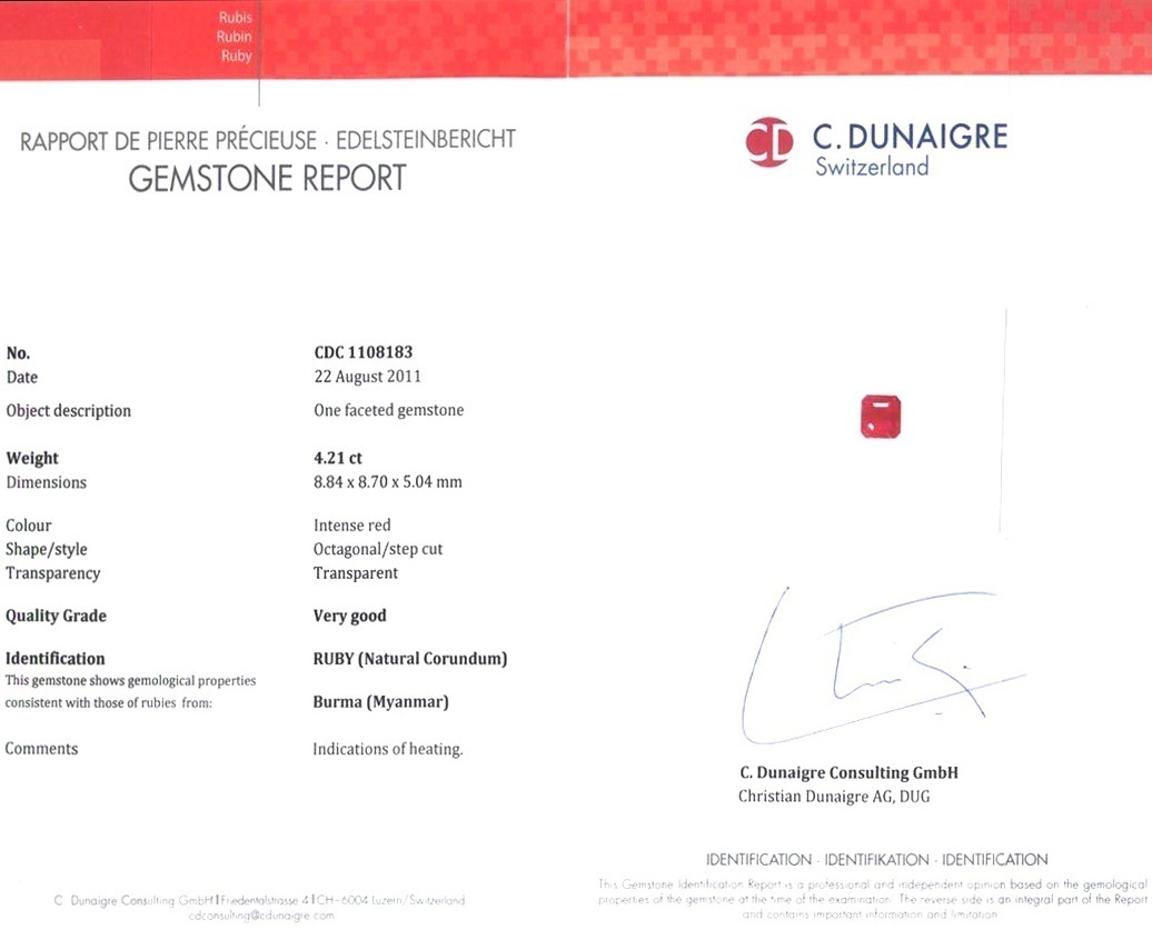 4.21 Ct. Ruby from Burma (Myanmar)