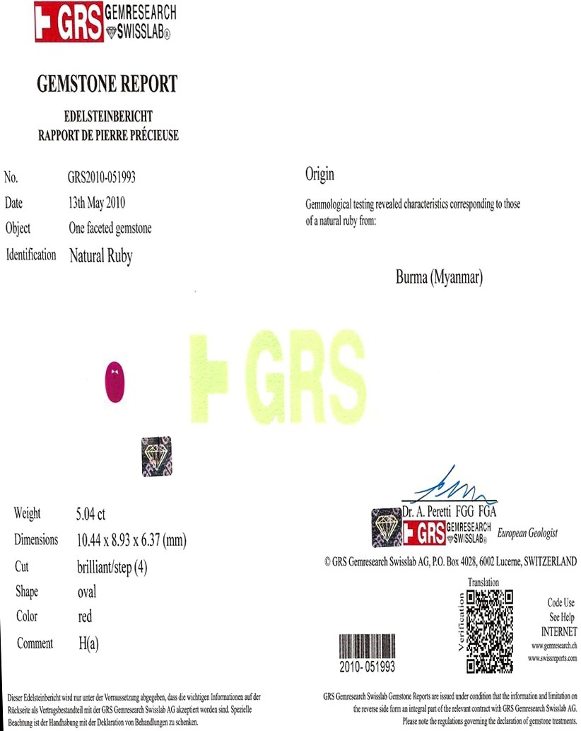 5.04 Ct. Ruby from Burma (Myanmar)